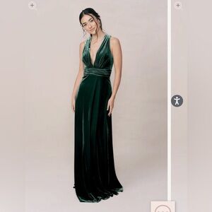 Revelry Dylan Velvet Dress Emerald - Size 8